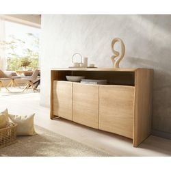 DELIFE Sideboard Live-Edge 145 cm Eiche Natur 3 Türen Massiv, Sideboards, Baumkantenmöbel, Massivholzmöbel, Massivholz