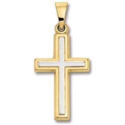 Kette mit Anhänger ONE ELEMENT "Kreuz Anhänger aus 333 Gelbgold", gold, Halsketten, Damen, Gelbgold 333, Damen Schmuckset - Set mit verstellbarer Halskette