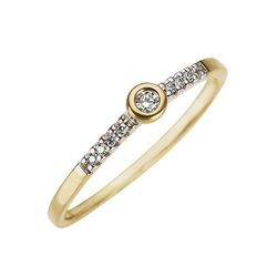 Diamantring FIRETTI "Schmuck Geschenk Gold 333 Damenring Verlobungsring Goldring Memoire" Gr. 19, gold (gelbgoldfarben, weißgoldfarben), Fingerringe, Damen, 19, 0,06 ct P2 = erkennbare Einschlüsse, Gelbgold 333-Diamanten, Gelbgold 333, Diamanten, mit Brillanten