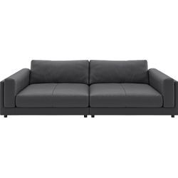 Big-Sofa 3C CANDY "Karalis mit extra großer Sitztiefe, elegantes Mega Sofa zum Relaxen", grau (anthrazit), B:294cm H:85cm T:150cm, 100% Leder, Sofas, auch in Cord- oder Leder-Bezug, lose Kissen, loungige Bequemlichkeit