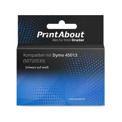 PrintAbout Schriftband kompatibel mit Dymo 45013 (S0720530) - (12 mm) 5er-Pack - Schwarz auf weiß