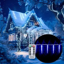 Monzana - 40-80 led Eiszapfenlichterkette Fernbedienung 8 Leuchtmodi Timer IP44 Innen Außen Weihnachten Lichterkette Eiszapfen 11,5x5m 80 Eiszapfen