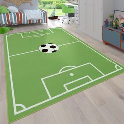 Kinderteppich PACO HOME "Bino 568", grün, B:200cm H:4mm L:290cm, Polyester, Teppiche, Kurzflor, Spiel-Teppich, Motiv Fußballfeld, Kinderzimmer