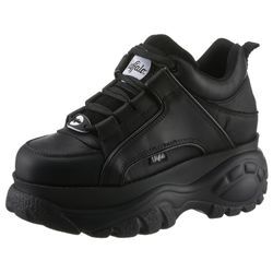 Sneaker BUFFALO, Damen, Gr. 41, schwarz, Leder, sportlich, Schuhe, Freizeitschuh, Ugly-Sneaker, Schnürschuh mit MemoryFoam-Innensohle