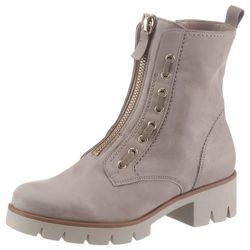 Stiefelette GABOR, Damen, Gr. 44, grau (hellbeige), Nubukleder, klassisch, Schuhe, Blockabsatz, Plateau, Boots mit modischen Durchzügen