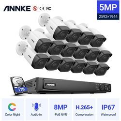 Annke - 16CH Système de sécurité vidéo réseau Super hd PoE 5MP 16 caméras style a – 1TB