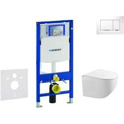 Duofix - Set Vorwandelement, Gaia-WC mit Softclose-Sitz und Sigma30-Betätigungsplatte, weiß/Chrom SANI11CA3119 - Geberit