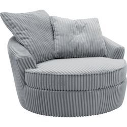 Drehsessel INOSIGN "AMECA, Love Seat XXL, Lese-Sessel, Big-Sessel 122 x 126 x 76 cm", grau (dunkelgrau), B:122cm H:76cm T:126cm, 100% Polyester, Sessel, mit Mega-Cordstoff, Drehfunktion und Federkern