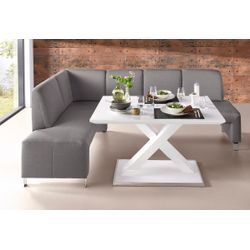 Eckbank EXXPO - SOFA FASHION "Intenso, viele Bezugsstoffe Cord, Leder, Struktur 244/157 cm (B/T)", grau, B:244cm H:91cm T:157cm, NaturLeder, Strukturstoff (Zusammensetzung: Polyester 100%), Luxus-Microfaser (Zusammensetzung: Aufgeflockte 100% Polyester Schicht mit Prägung), Cord (Zusammensetzung: Polyester 100%), Sitzbänke, hohe Bodenfreiheit, frei im Raum stellbar, hoher Sitzkomfort