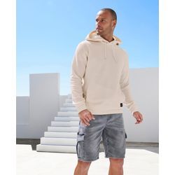 Hoodie JOHN DEVIN, Herren, Gr. S (44/46), beige (creme), angeraute Sweatware, Obermaterial: 60% Baumwolle, 40% Polyester, unifarben, casual, regular fit, Rundhals, Langarm angesetztes Bündchen, Sweatshirts, Langarm, Sweatshirt mit Rundhals und Kapuze, Baumwollmischung