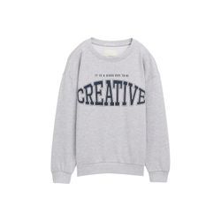 TOM TAILOR Mädchen Oversize Sweatshirt mit Print, grau, Meliert, Gr. 152