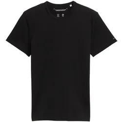 TOM TAILOR Herren Slim Fit T-Shirt mit Stretch-Anteil, schwarz, Uni, Gr. XL