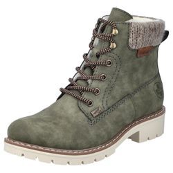 Winterstiefelette RIEKER, Damen, Gr. 38, grün (khaki), Lederimitat, Textil, casual, Schuhe, Schnürstiefelette, TEX-Membran, 150 Jahre Rieker Jubiläumsartikel