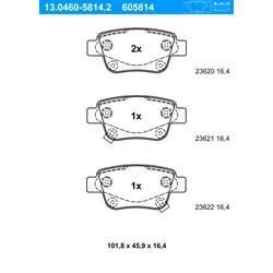 ATE Bremsbelagsatz, Scheibenbremse hinten rechts links für TOYOTA 04466-05020 04466-05010 04466-28110 13.0460-5814.2