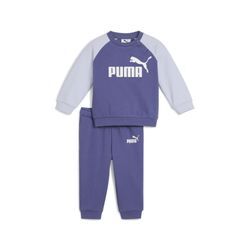 Jogginganzug PUMA "Minicats Essentials Raglan Crew Set Kinder", Kinder, Gr. 104, blau crystal, Obermaterial: 32% Polyester, 68% Baumwolle; Rippe: 3% Elasthan, 97% Baumwolle, Sportanzüge