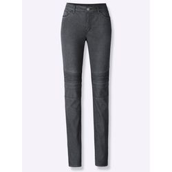 Bequeme Jeans INSPIRATIONEN, Damen, Gr. 19, Kurzgrößen, schwarz (schwarz, denim), 76% Baumwolle, 22% Polyester, 2% Elasthan, unifarben, lang, Jeans