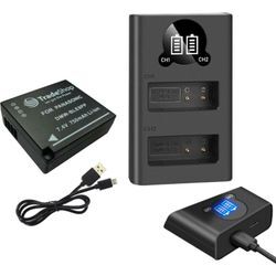 Trade-shop - 2in1 Set: Akku + Micro-USB-C Typ-C Doppel Akku Dual lcd Schnell-Ladegerät für 2 Akkus für Panasonic DMW-BLE9, DMW-BLG10, Leica BP-DC15