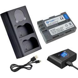 2in1 Set: Akku + usb Typ-C Doppel Akku Dual lcd Schnell-Ladegerät für 2 Akkus kompatibel mit Nikon EN-EL3 EN-EL3e EN-EL3a EN-EL3e-2 D30 D50 D70 D70s