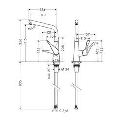 hansgrohe Spültischmischer 320 Metris M71 1jet chrom 14822000