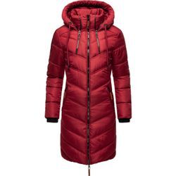 Wintermantel MARIKOO "Armasa", Damen, Gr. M (38), rot (dunkelrot), Oberstoff: 100% Polyester, Futter: 100% Polyester, Wattierung: 100% Polyester, Ärmelfutter: 100% Polyester, modisch, tailliert ca. Mitte Oberschenkel, hoch geschlossener Ausschnitt, Langarm Ärmel ohne Ärmelschlitz Rippstrickbündchen, Mäntel, modischer Damen Winter Steppmantel mit Kapuze