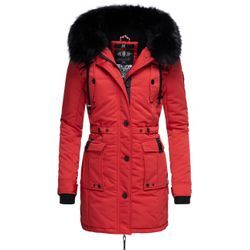 Wintermantel NAVAHOO "Luluna Prc", Damen, Gr. S (36), rot, Oberstoff: 100% Polyester, Futter: 100% Polyester, Wattierung: 100% Polyester, Ärmelfutter: 100% Polyester, Kunstpelz: 90% Polyacryl, 10% Polyester, modisch, figurbetont Po-bedeckend, Langarm Ärmel ohne Ärmelschlitz Rippstrickbündchen mit Knöpfen, Mäntel, edler Parka mit großer Kunstfellkapuze