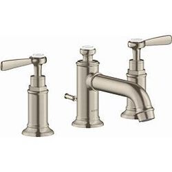 Hansgrohe Axor Montreux Waschtisch-3-Loch-Armatur 16535820 Ausladung 143mm, mit Zugstangen-Ablaufgarnitur, Hebelgriffen, brushed Nickel