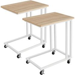 2er Set Beistelltisch C-Form Kaffeetisch Sofatisch Wohnzimmertisch für Kaffee und Laptop, 50 x 35 x 59,5 cm - Yaheetech