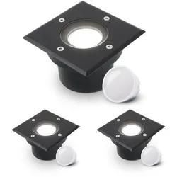 LED Bodeneinbaustrahler Schwarz FLACH eckig 230V IP67 - Leuchtmittel: 5W 4000K D...