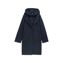 TOM TAILOR Damen 2-in-1 Look Wintermantel, blau, Uni, Gr. XS