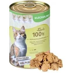 18 x 400 g Lecker.Pet® Leo's 100 % Hühnermuskelfleisch Katzenfutter Nassfutter