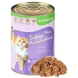 6 x 400 g Lecker.Pet® Balu's Saftige Fleischmahlzeit mit Huhn Katzenfutter Nassfutter