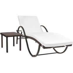 Sonnenliege,Liegestuhl,Gartenliege mit Auflage & Tisch Poly Rattan Braun VEIN592850