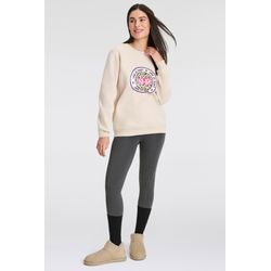 Sweatshirt ZWILLINGSHERZ, Damen, Gr. L/XL, beige, Obermaterial: 50% Baumwolle, 50% Polyester, bedruckt, modisch, Rundhals, Langarm Bündchen, Sweatshirts, mit "Wild at Heart"-Aufdruck in Leo-Optik und gestickten Details