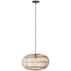 BRILLIANT Pendelleuchte "Woodball", schwarz (schwarz matt, natur), Ø 44,00cm, Lampen, höhenverstellbare Boho Hängelampe mit Bambus Schirm, dimmbar, D 45 cm