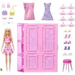 Spielwelt BARBIE "Traumkleiderschrank mit Modepuppe", bunt, Spielfigurenwelten, Kinder, Kunststoff