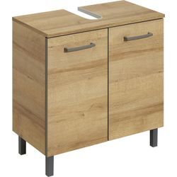 Waschbeckenunterschrank SAPHIR "Quickset 919 Unterbeckenschrank, Riviera Eiche quer Nachbildung", braun (riviera eiche quer nachbildung), B:60cm H:62cm T:33cm, Spanplatte, Schränke, Waschbeckenschrank inkl. Türdämpfer, 60 cm breit, ohne Waschbecken