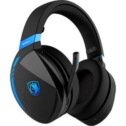 SADES Gaming-Headset "SADES Warden I SA-201 Gaming Headset, Wireless, schwarz/blau, USB", blau, B:24,8cm H:72cm T:24cm, Kopfhörer, kabellos, Stereo, Over Ear, Bluetooth 5.0, 2,4 G 3,5 mm