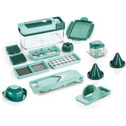 Zerkleinerer GENIUS "Genius Nicer Dicer Fusion 16-tlg., mit Julietti Spiralschneider", grün (mintgrün), B:11,5cm H:14,5cm T:24,5cm, Zerkleinerer, ideal für die Zubereitung von Speisen, Hauptgerichten und Desserts