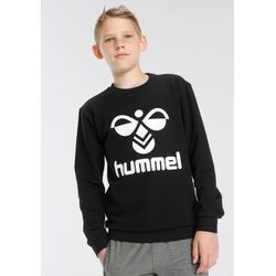 Sweatshirt HUMMEL "DOS SWEATSHIRT - für Kinder", Kinder, Gr. 128, schwarz, Obermaterial: 60% Baumwolle, 38% Polyester, 2% Elasthan, sportlich, Rundhals, elastischer Bund, Sweatshirts Sweatshirt