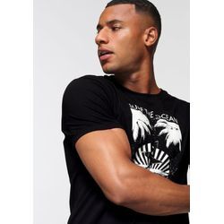 T-Shirt OCEAN SPORTSWEAR, Herren, Gr. L (52/54), schwarz, Single Jersey, Obermaterial: 100% Baumwolle, casual, Basic schmal, Rundhals, Kurzarm, Shirts, kurzärmelig, schmal geschnitten, mit Logodruck, aus Single Jersey