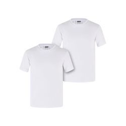 T-Shirt URBAN CLASSICS "Urban Classics Girls Stretch Jersey Tee 2-Pack", Herren, Gr. 110/116, weiß (weiß weiß), 95% Baumwolle, 5% Elasthan, unifarben, casual, normal, Rundhals, Kurzarm, Shirts