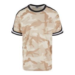 T-Shirt URBAN CLASSICS "Urban Classics Herren Oversized Mesh AOP Tee", Herren, Gr. L, braun (simplesandcamo), 100% Polyester, bedruckt, casual, normal, Rundhals, Kurzarm, Shirts