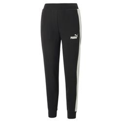 Sporthose PUMA "Around the Block Hose Damen", Damen, Gr. M, Normalgrößen, schwarz-weiß (schwarz, weiß), Obermaterial: 66% Baumwolle, 34% Polyester; Rippe: 3% Elasthan, 97% Baumwolle; Tasche u2013 Oben: 100% Baumwolle, bedruckt, regular fit, Hosen