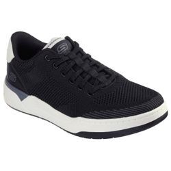 Sneaker SKECHERS "CORLISS-DORSET", Herren, Gr. 41, schwarz-weiß (schwarz, weiß), Textil, Lederimitat, casual, Schuhe, Retro Sneaker, Komfortschuh mit hochwertigem Dämpfungstechnologien