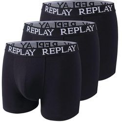 Boxershorts REPLAY "BOXER Style 01/C Basic Cuff Logo 3pcs Box", Herren, Gr. L, schwarz, Jersey, Obermaterial: 95% Baumwolle, 5% Elasthan, unifarben, Unterhosen, mit Logoschriftzug am elastischen Bund