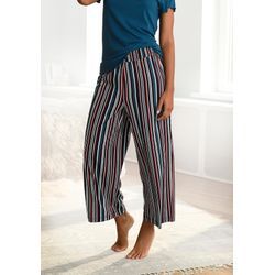 Pyjamahose S.OLIVER, Damen, Gr. 32/34, N-Gr, bunt (petrol, weinrot, gestreift), Jersey, Obermaterial: 50% Baumwolle, 50% Viskose, mehrfarbig, gemustert, gestreift, Basic, ausgestellt 7/8-Länge, Hosen, im Allover-Muster mit elastischem Bund