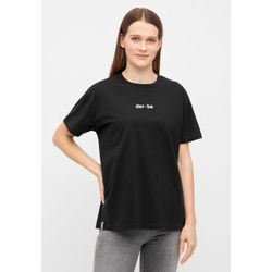 T-Shirt DERBE "Derbe Bedeutung", Damen, Gr. L, grau (phantom), Obermaterial: 100% Baumwolle, Basic, relaxed fit, Kurzarm ohne Bündchen, Shirts, Rückenprint, Nachhaltig, Organic Cotton, oversized