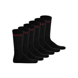 Socken HUGO "Socken 6P QS RIB LOGO CC 6er Pack", Herren, Gr. 39, schwarz, Obermaterial: 72% Baumwolle CO. 25% Polyester PES. 2% Elasthan EL. 1% Polyamid PA., Socken