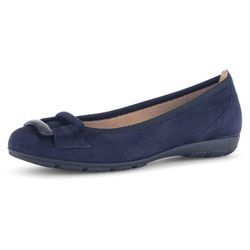 Ballerina GABOR, Damen, Gr. 36, blau (nachtblau), Ziegenveloursleder, Glattleder, unifarben, modisch, Schuhe, Businessschuh, Halbschuh, Schlupfschuh, komfortabler Elastikeinfass