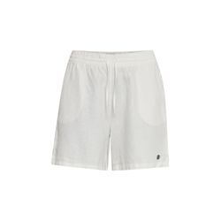 Bermudas OXMO "Bermuda OXAlgea", Damen, Gr. 42, N-Gr, weiß (sanftes weiß), Obermaterial: 55% Leinen LI. 45% Viskose LENZING ECOVERO CV LenzEcov., casual, regular fit ca. Mitte Oberschenkel, Hosen